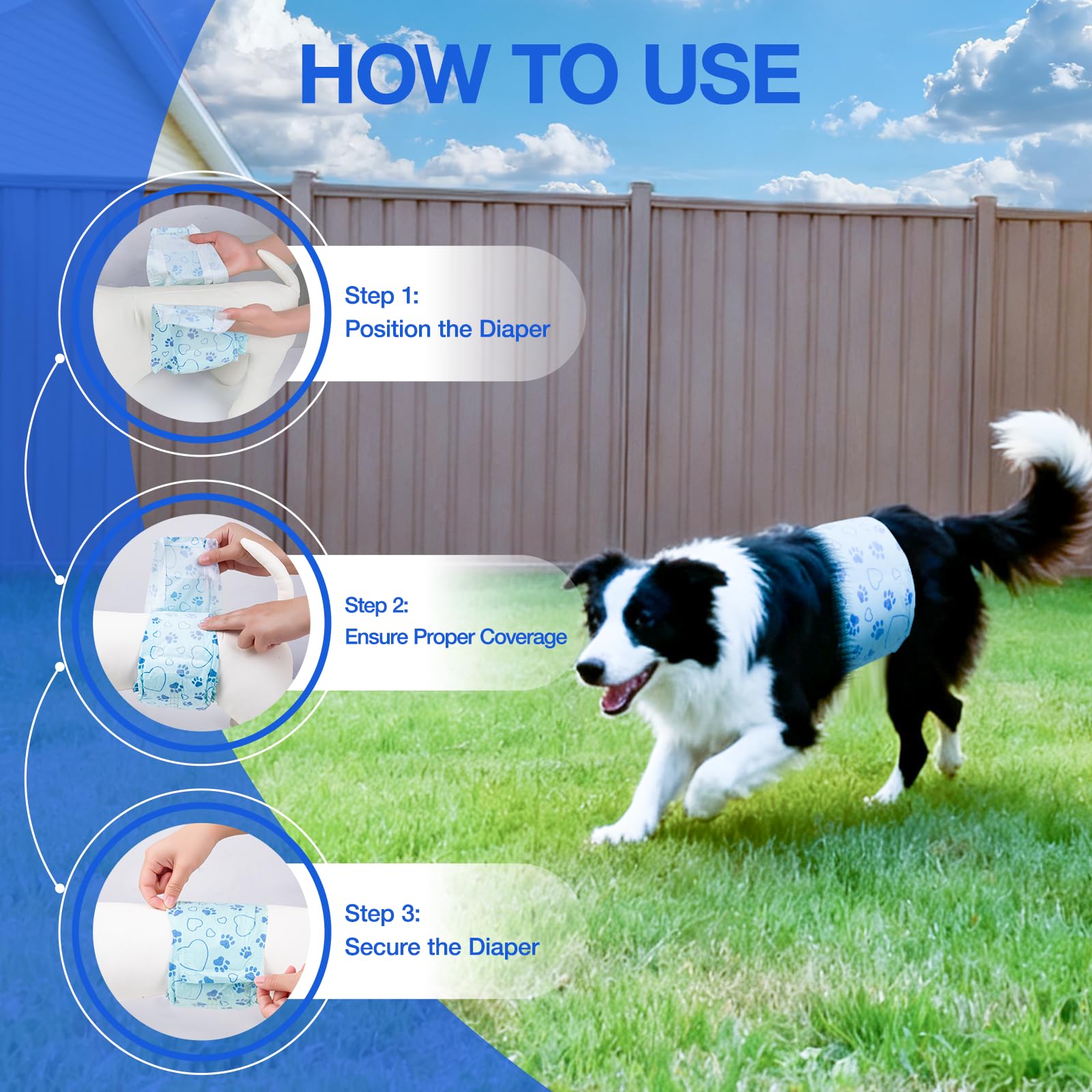 Flying Paws Pannolini per Cani, L-26 Pezzi Assorbenti con Indicatore di Umido, Protezione Antifughe, Ideale per Incontinenza, Viaggi e Addestramento