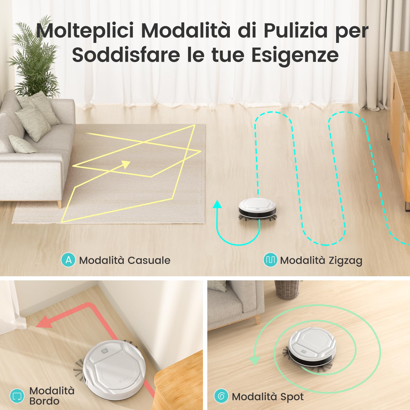 LEFANT M210P Robot Aspirapolvere, Aspirazione 2200Pa, Ultrasottile Silenzioso, WiFi/App/Alexa, Pulizia a Zig-Zag, Autonomia 120min, Ideale per Peli Animali, Moquette e Pavimenti Duri