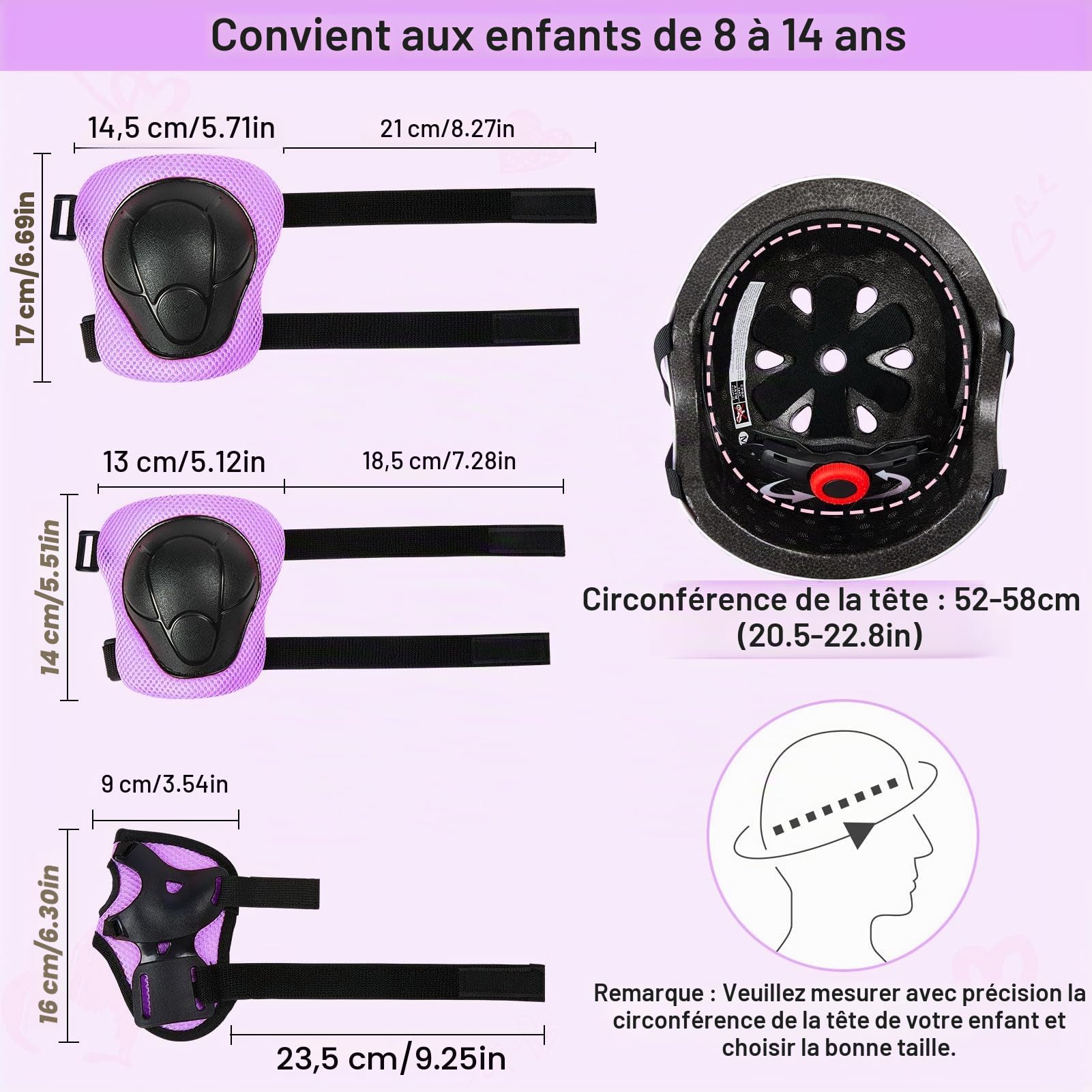 Unicorn Castle Casque Enfant avec Protections 8–14 Ans, Réglable 52–58 cm, Vélo Skate Trottinette