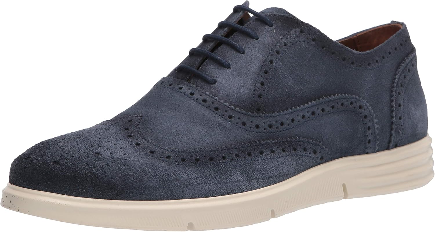 Driver Club USA Men's Leather Luxury EVA Lightweight Technology Wingtip Sneaker, Jeans Suede, 9 M US