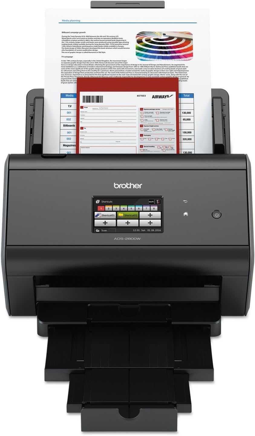 Brother ImageCenter ADS-2800W Wireless Multi-Page Scanner with Touch Screen