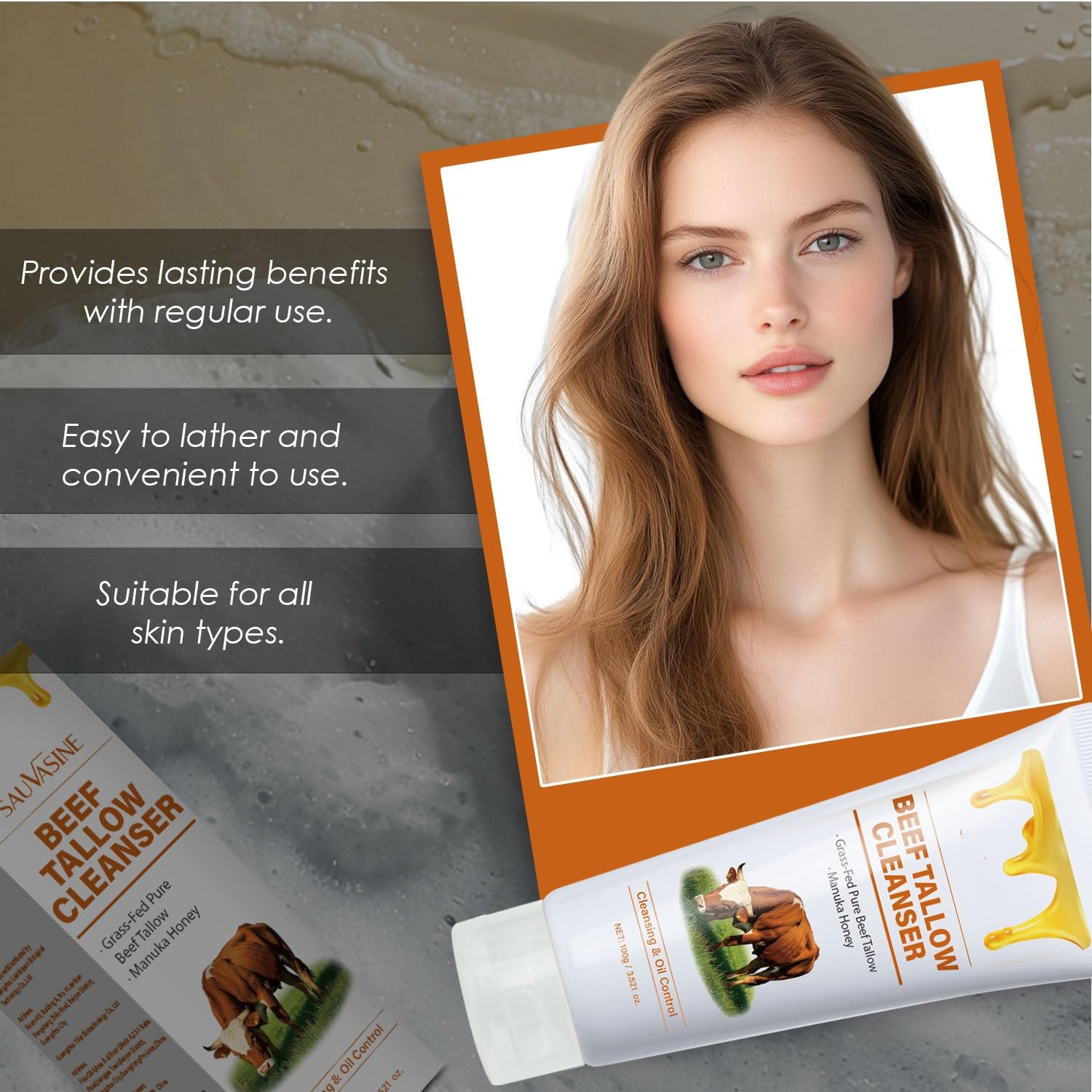 Beef Tallow for Skin Face Wash Grass Fed Beef Tallow Hydrating Facial Cleanser Skincare - Image 3