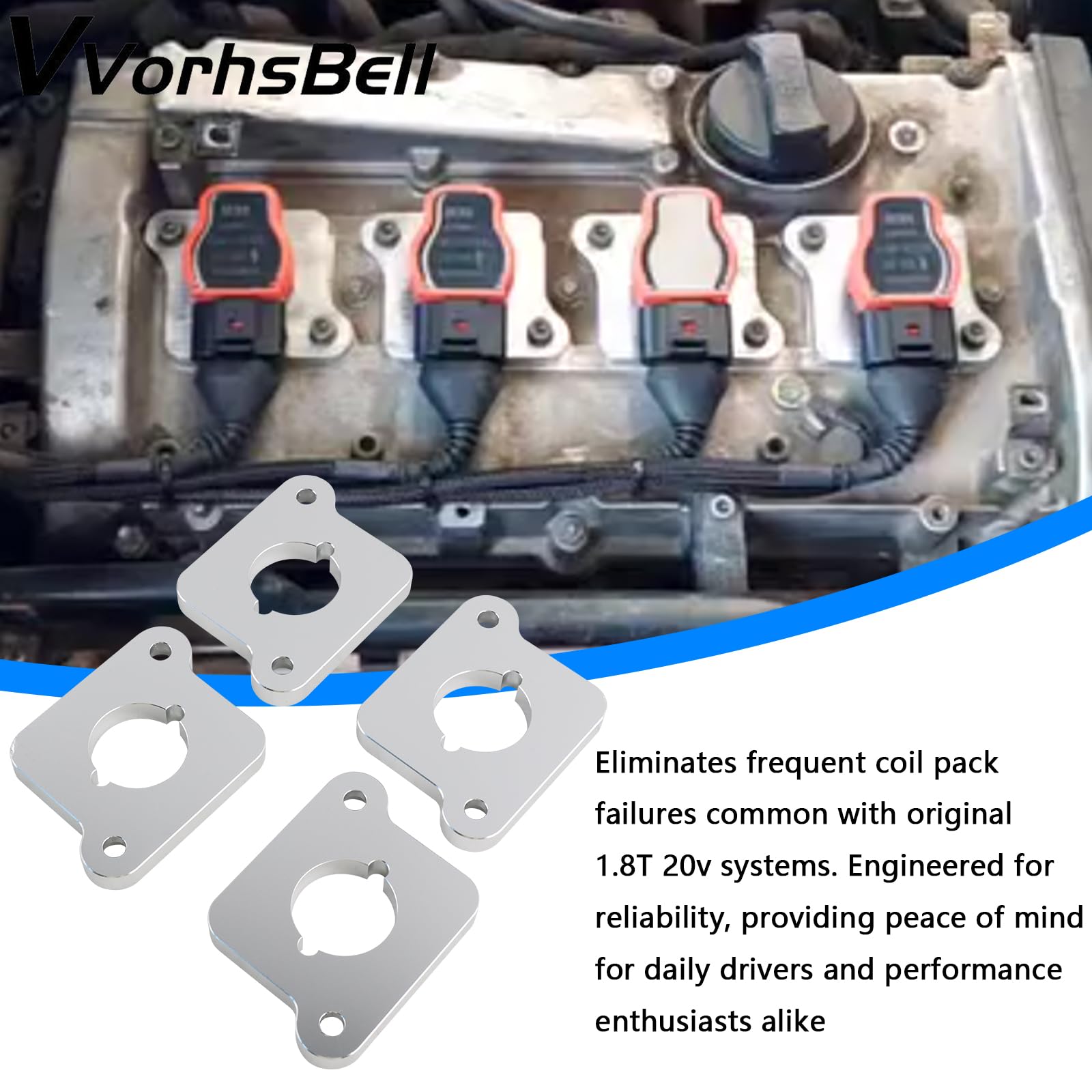 1.8T bis 2.0T FSI Zündspulen-Adapter-Umrüstsatz R8 Zündspulen-Nachrüstsatz, kompatibel mit Audi A4 B5, B6, A6 C5, TT MK1, S3, VW Golf MK4, GTI, Jetta, Passat B5, Beetle 1.8T 20V – Zündspule