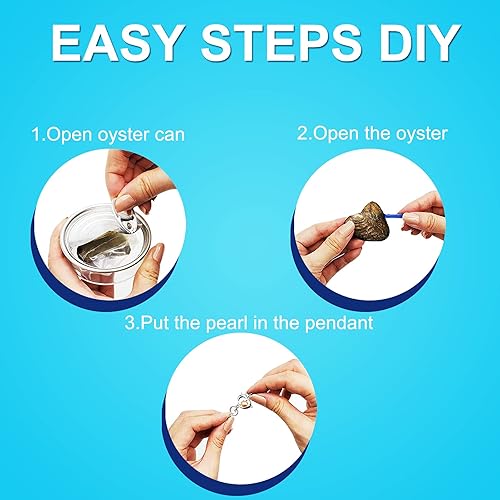 Miniatura 5 de Bubchen Kit de fabricación de collar de perlas preciosas, ostras con perlas en el interior, juego de regalo de collar de amor, colgante de jaula de