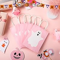 Vista 3 de Honoson 24 bolsas de regalo de Halloween de fantasma, bolsas de papel de regalo de Halloween con asas para suministros de fiesta de dulces