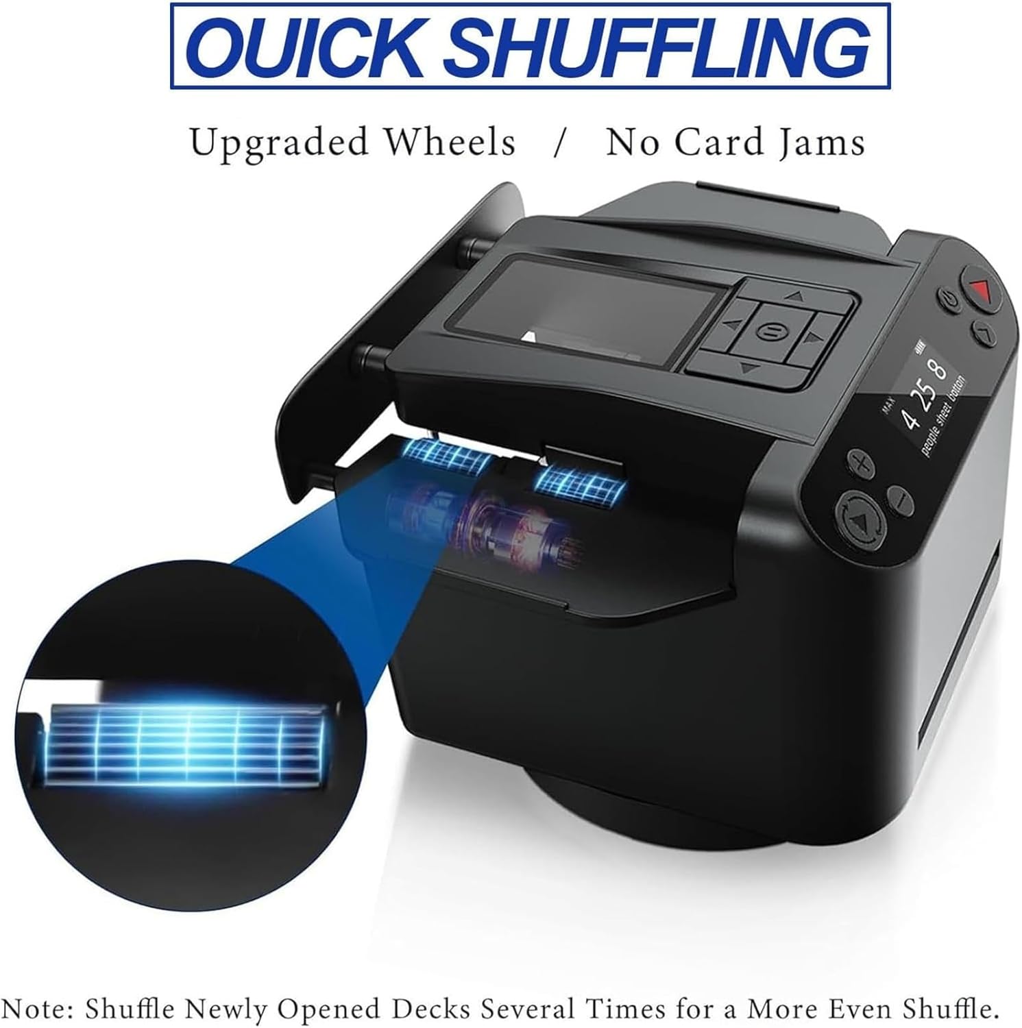2 in 1 Card Dealer & Shuffler, Automatic Card Shuffler and Dealer with 4 Wireless Dealer Buttons, Rotatable 360°, Ultra Quiet, Rechargeable, for Board Games and Poker, Casino Card, UNO, Five Crowns.(W