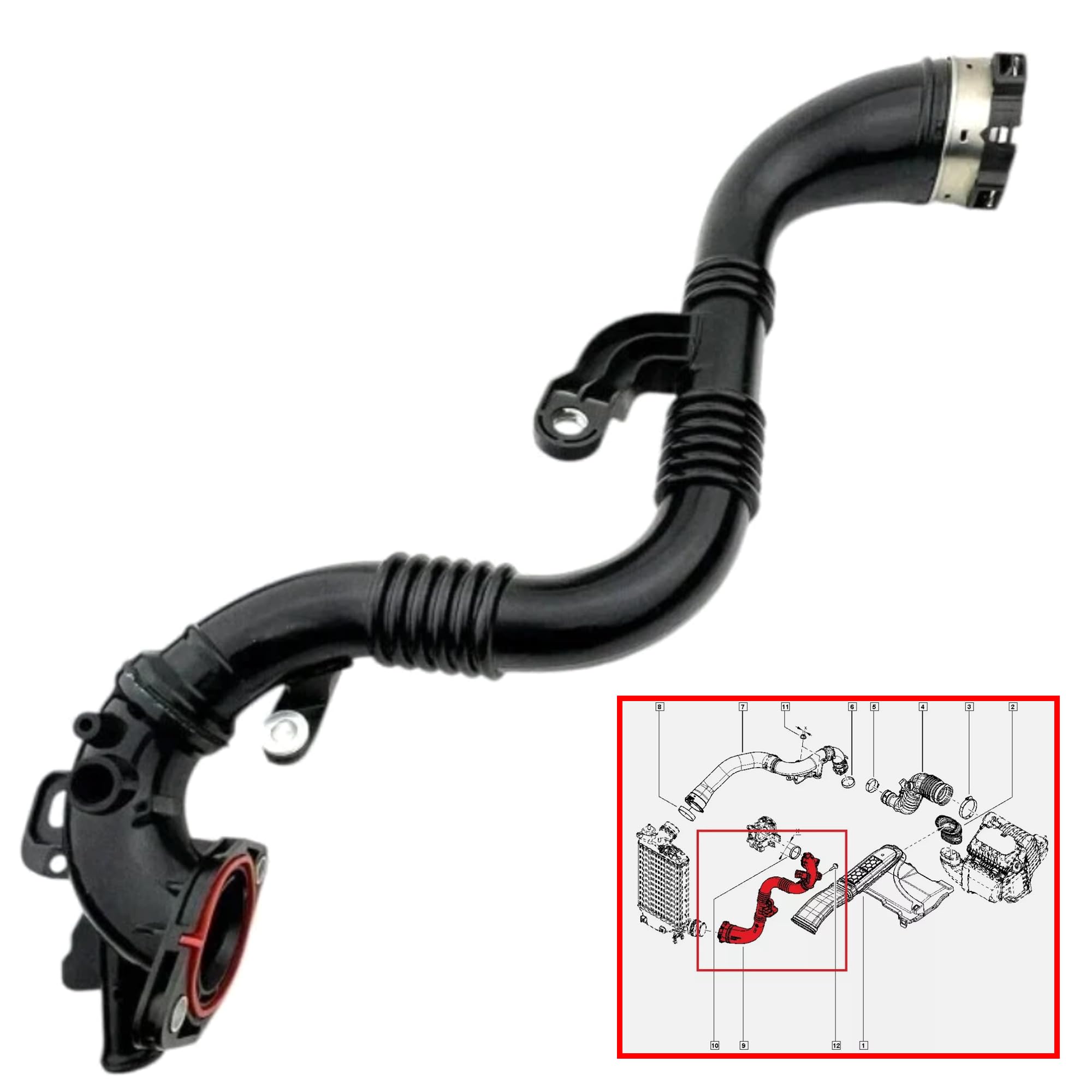 Partsline Durite de turbo compatible avec Renault Megane IV (2015-), Scénic IV (2016-2022) - Nissan Qashqai II (2013-) - 144603650R, 144607323R