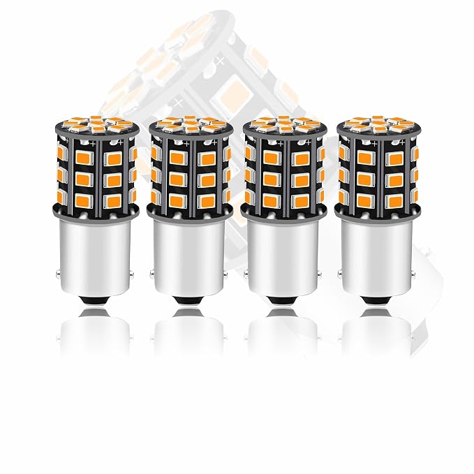 OBEROI'S TRADERS Super Bright Universal 360° Reflecting LED Indicator Bulbs Set of 4 Indicator Light For Bikes And Cars (Cross Pin) Orange
