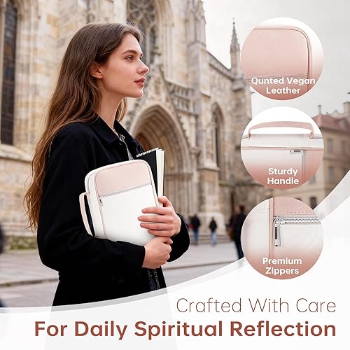 Miniatura 5 de Funda para la Biblia, funda para libro de la Biblia para mujer, funda de transporte de lona, protector de libros, fundas acolchadas de cuero vegano,