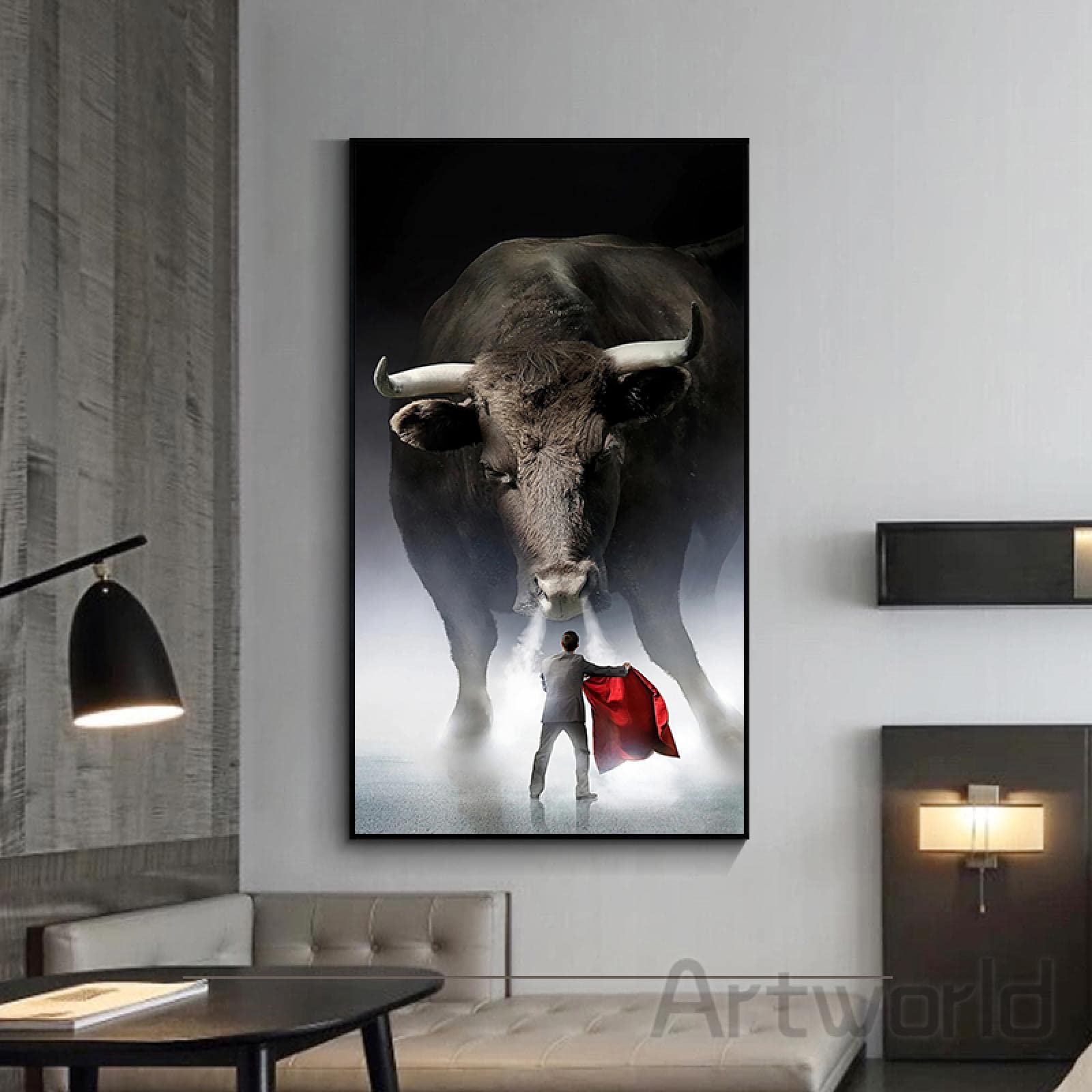 Malarstwo walki byków na płótnie zwierzęta sztuka ścienna plakaty i wydruki nowoczesne obrazy dekoracyjne do salonu dekoracja domu 40 x 80 cm bez ramy