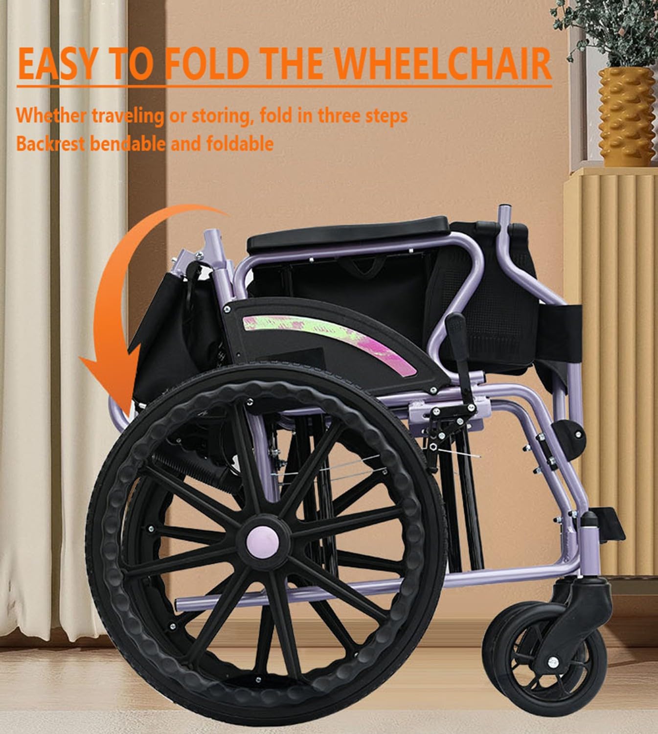 Silla De Ruedas De Transporte Ligera, Plegable, Autopropulsada, Silla De Viaje Portátil Fabricada En Acero Al Carbono, Silla De Ruedas De Transporte con Cinturón De Seguridad Y Reposapiés