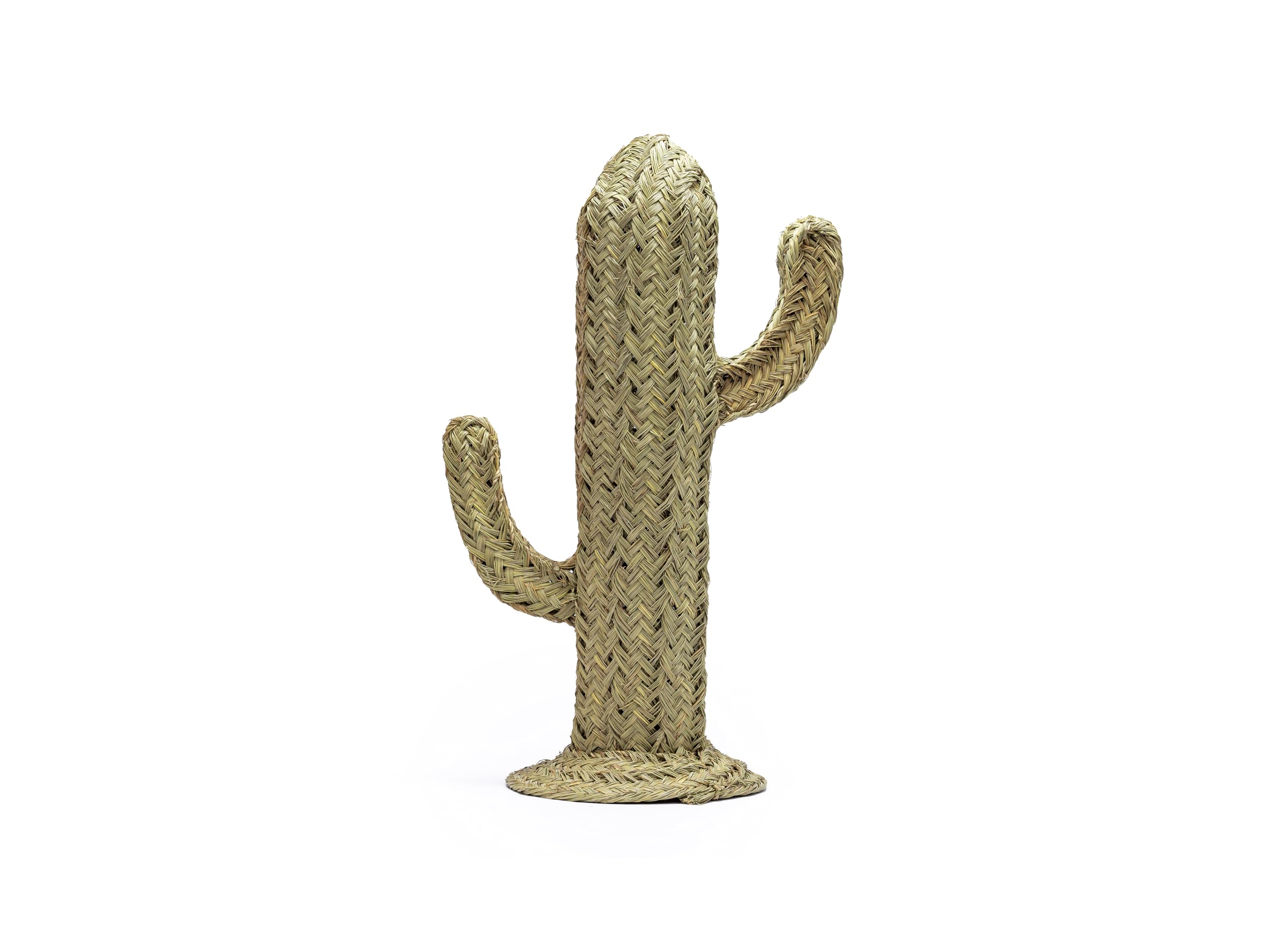 Cactus Decorativo de Fibra Natural, Hecho a Mano en Marruecos, 80 cm, Diseño Trenzado