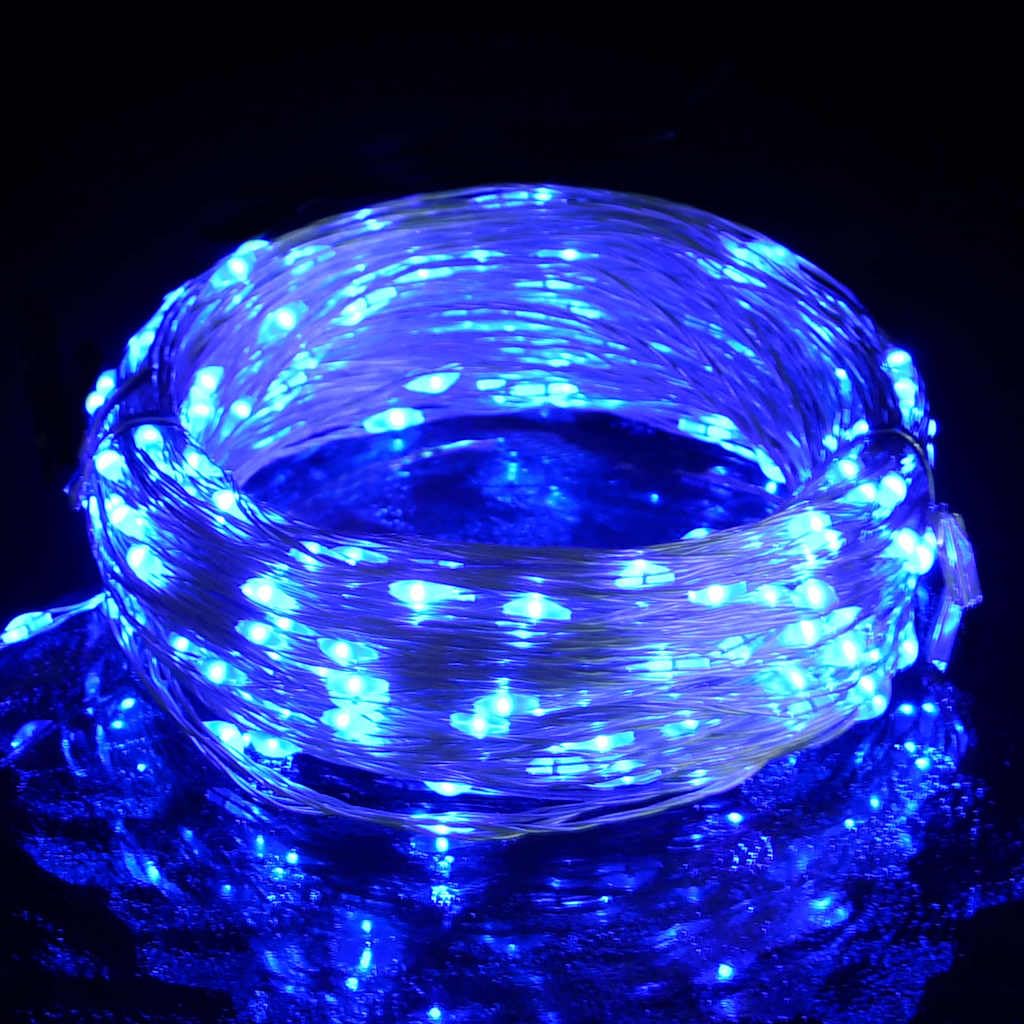 HaoChrymec Catena luminosa con filo in rame 400 LED a 8 modalità, blu, 40 m