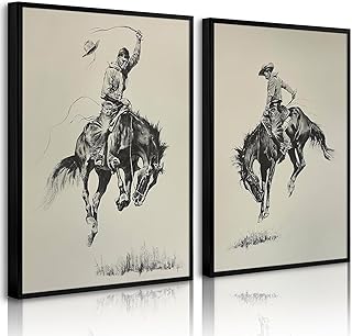 Western Cowboy Wall Art Decor Vintage Farmhouse Prints Western Cowboy Ca...