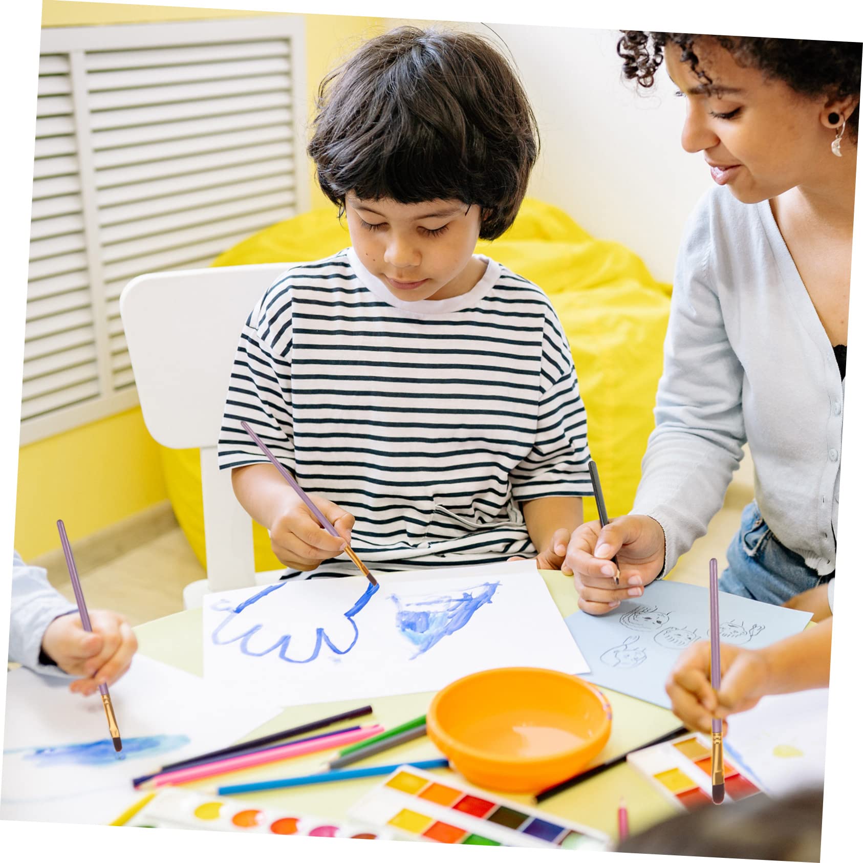NUOBESTY 5 Set di Pennelli per Pittura Artistica Kit di Pennelli per Pittura Dettagliata con Piastra in Legno Pennello Versatile per Pittura per Uso in a Casa