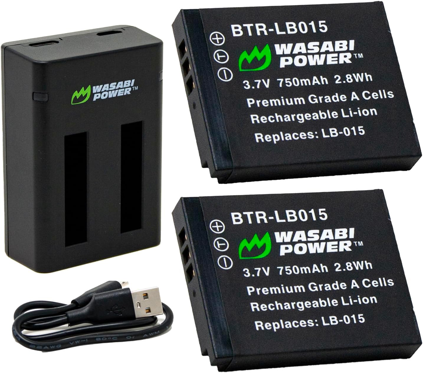 Wasabi Power Battery (2-Pack) and Dual Charger for Kodak LB-015 and Kodak WPZ2
