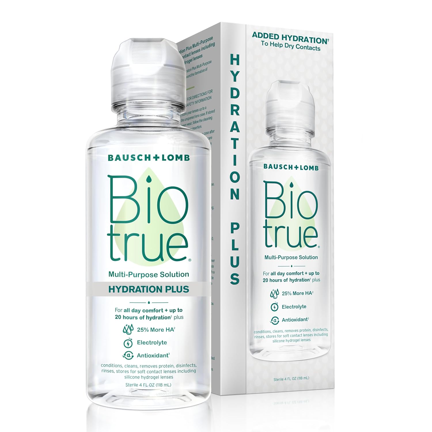 Biotrue Hydration Plus Contact Lens Solution Multi-Purpose for Soft Lenses Hydrates with Hyaluronan Cleans Clears and Disinfects for