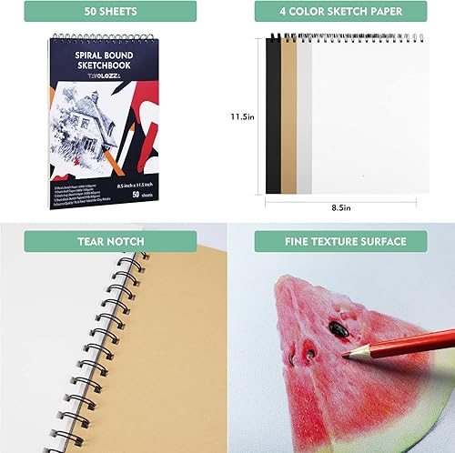 Miniatura 4 de Art Supplies - Juego de 77 piezas de dibujo y bocetos para artistas, adultos principiantes, kit de dibujo profesional con blocs de bocetos, varios