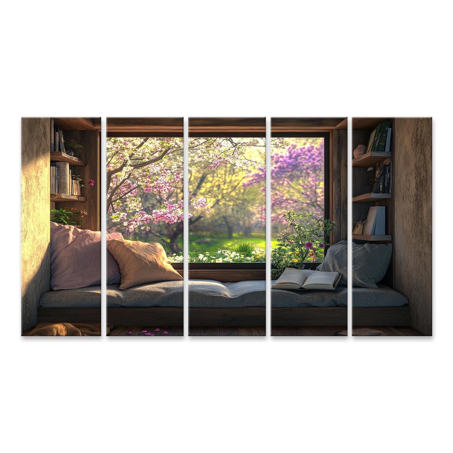 islandburner Bild auf Leinwand Gemütliche Fensternische mit Frühlingsblick für Wohnzimmer Wohnungsdekorateure Möbelgeschäft Bilder Wandbilder Poster