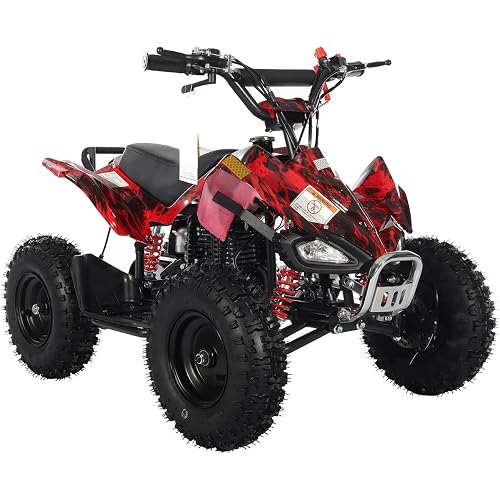 X-PRO 40cc Kids Gas ATV – 4‑Stroke Gas Powered 4 Wheeler with Pull Start & Safety Controls, Off‑Road Fun, Comfortable Seat & Durable Tires (Hot Rod Flame)
