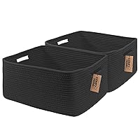 Vista 37 de COMFY-HOMI Paquete de 3 cestas tejidas de cuerda de algodón con asas para estantes, juguetes, libros, cesta de almacenamiento de ropa