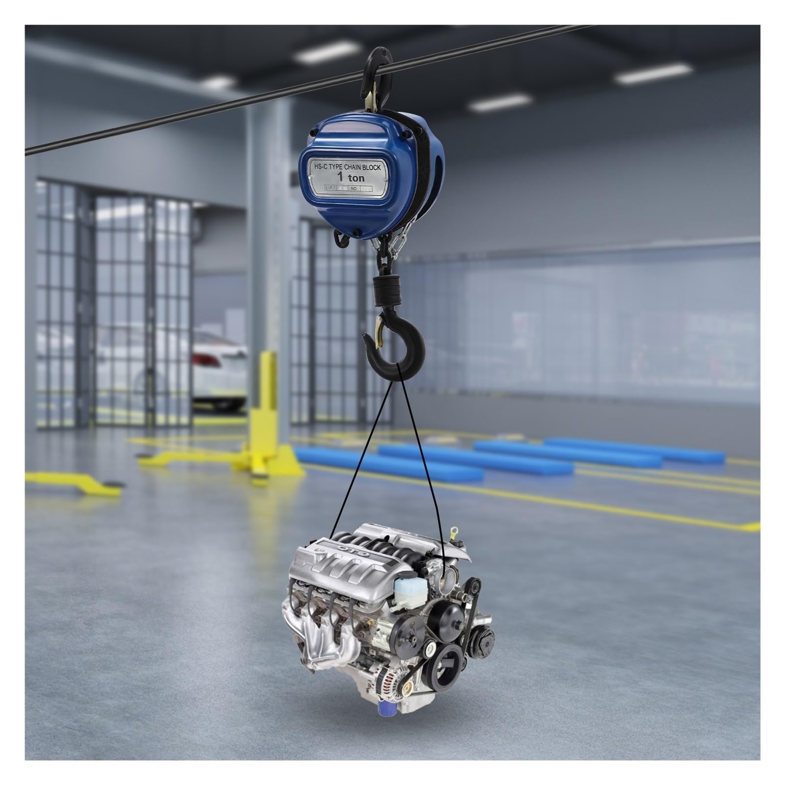 Paranco A Catena Manuale Con Capacità Di Sollevamento 1000 Kg, Blocco In Acciaio Dadi Antiscivolo For Fabbriche Aziende Agricole Garage Elevata Capacità Di Carico