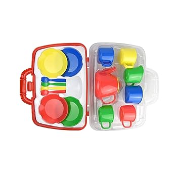 15 Piece Colourful Plastic Tea Party Set Includes Teapot, Jug