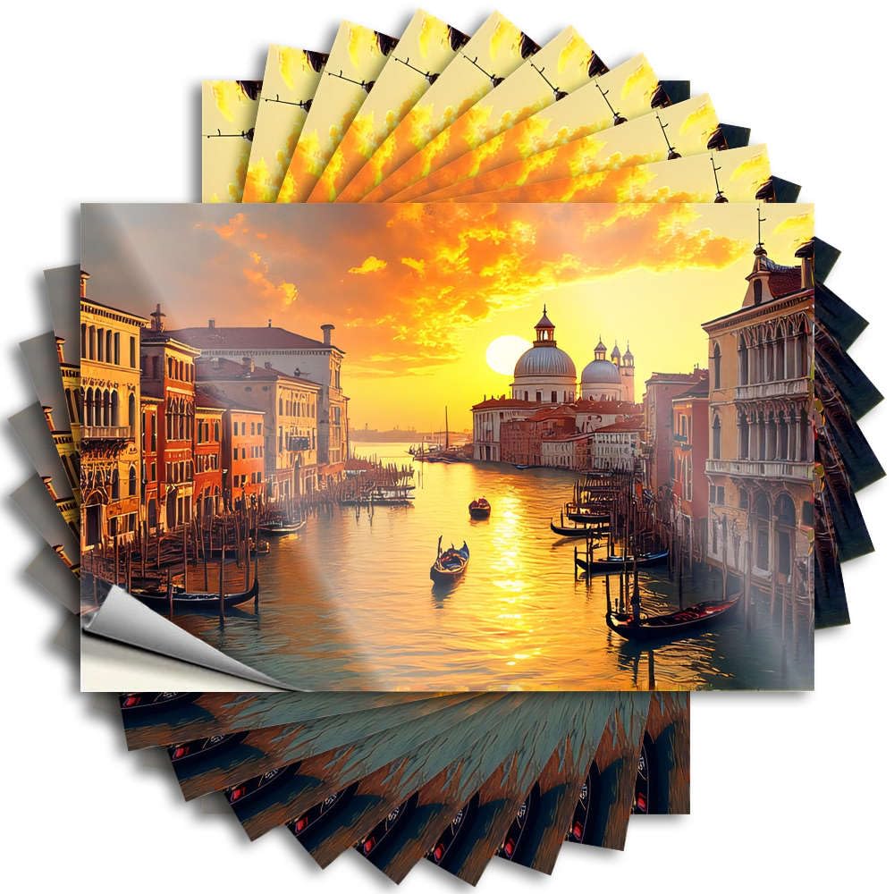 Sunset Over Venice's Grand Canal Personalized Autumn DIY | Custom Tattoos Laptop Removable Vinyl Sticker Decal(12X18CM)