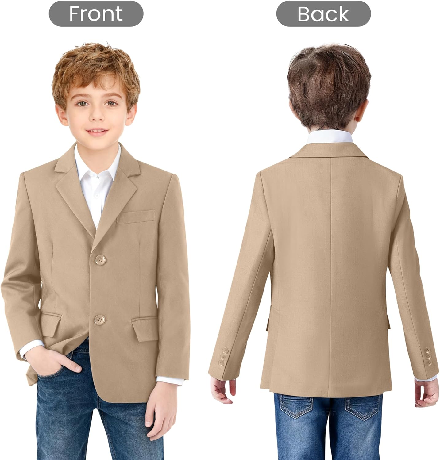 Boys Formal Suit Jacket Slim Fit 2 Button Kids Wedding Tuxedo Blazer Ring Bearer Outfit Sport Coat for Boy - Image 3