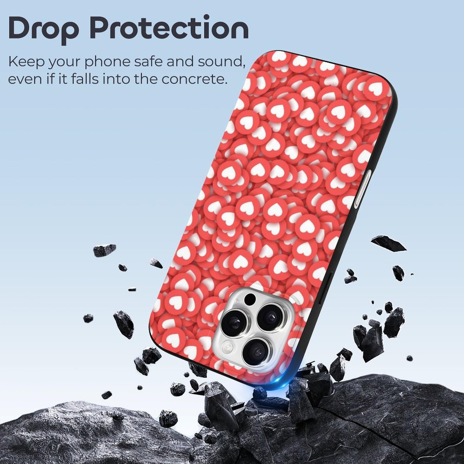 Amazon.co.jp: iPhone16 ProMax 用 ケース ハート柄 心柄 赤
