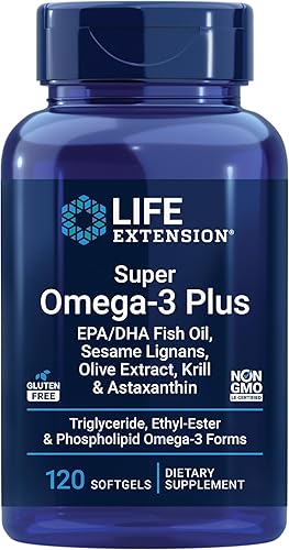 Life Extension Super Omega-3 Plus - Aceite de pescado EPADHA lignanos de sésamo extracto de oliva krill y asstaxantina apoyo para la salud del