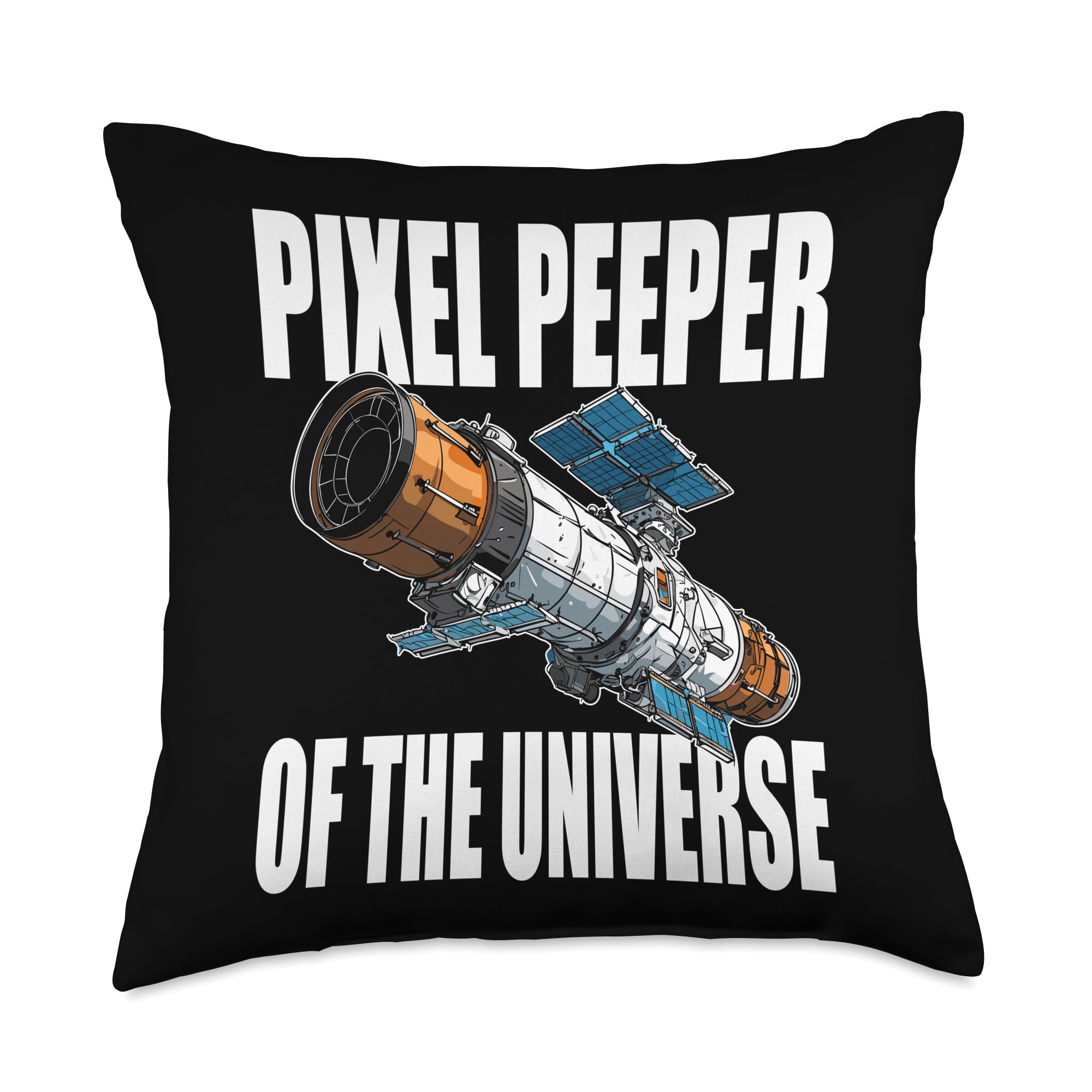 Astrophotographers Stargazing Gift Pixel Peeper of The Universe Astrophotography Telescope Throw Pillow, 18x18, Multicolor