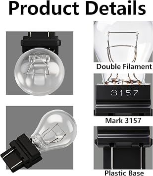 2 Pack 3157 4157 Bulb, P27/7W Brake/Tail/Turn Signal Light Bulbs DRL(Daytime Running Lights) 3157ll 12V 3047 3057 4057 4114 Trailer Bulbs Fit F150 Focus Altima Silverado Jeep Cherokee.