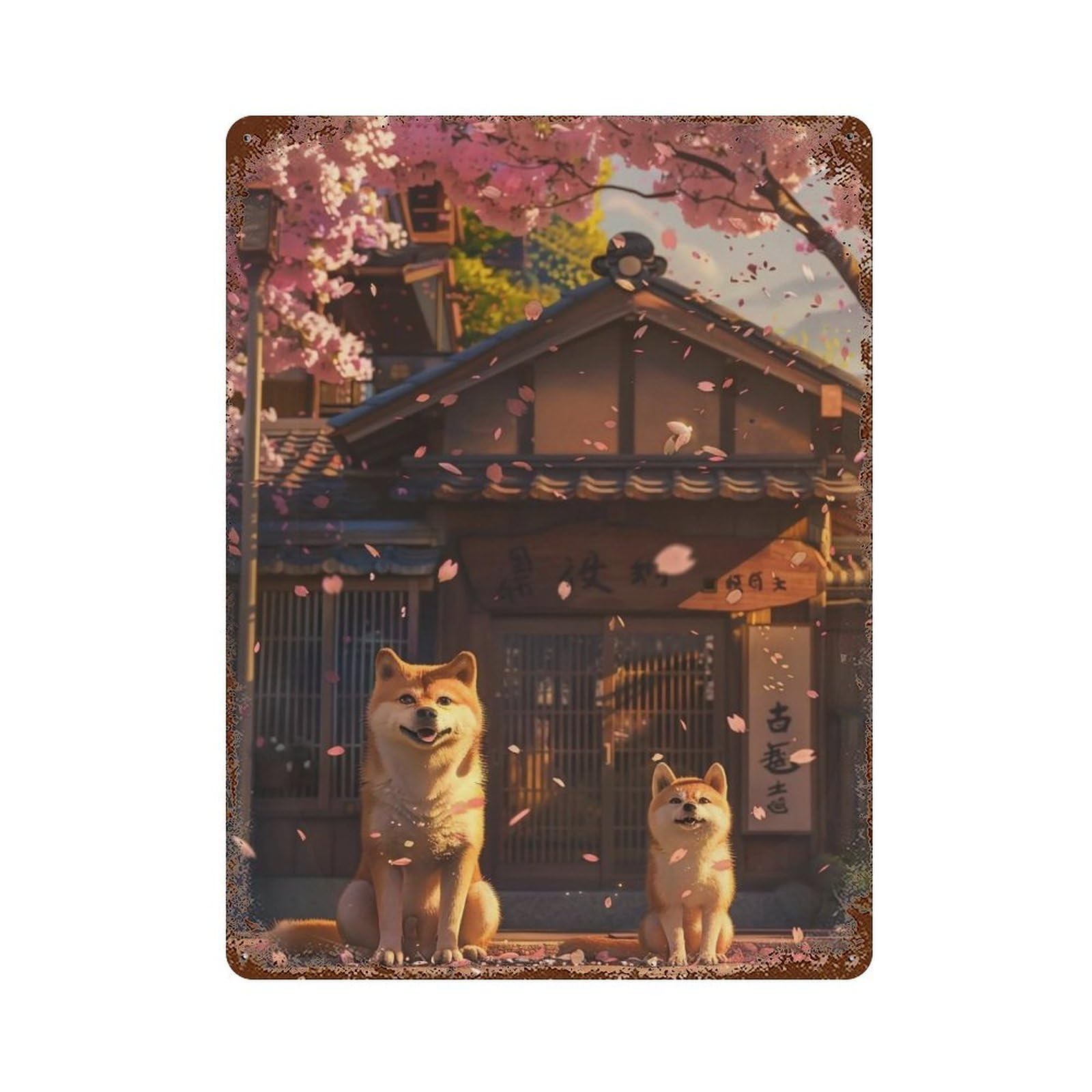 HDURYEYRYY Sakura Shiba Moment 02 Wall Retro Iron Vintage Art Metal Tin Sign Poster Modern Home Cofffee Club Art Bar Shop Decor 40x30cm