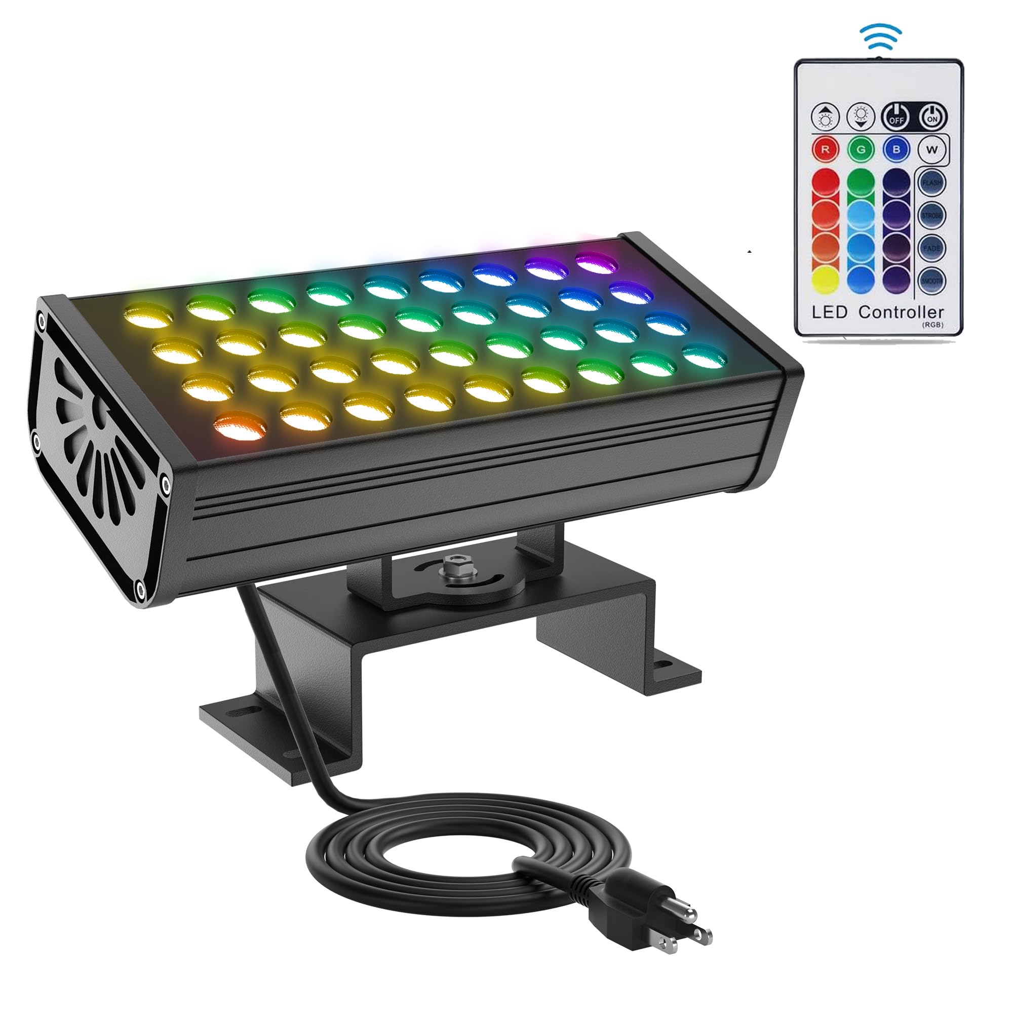 Yasotek LED Wall Washer Lights RGBW 6000K Color Changing with RF