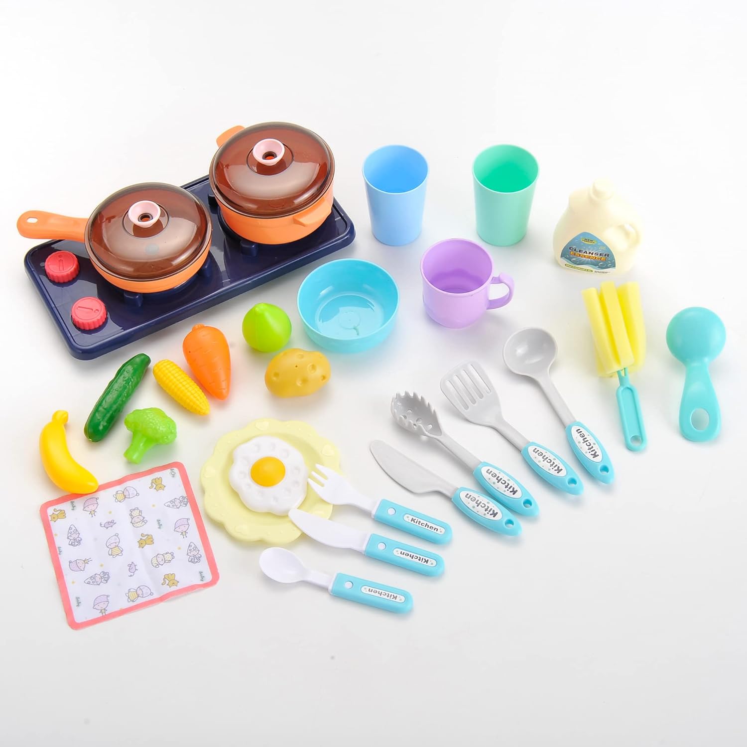 PowerTRC Play Sink with Running Water – Toddler Kitchen Playset w/Working Faucet, Stove, Lights & Sounds – Role-Play Toy for Ages 3‑5
