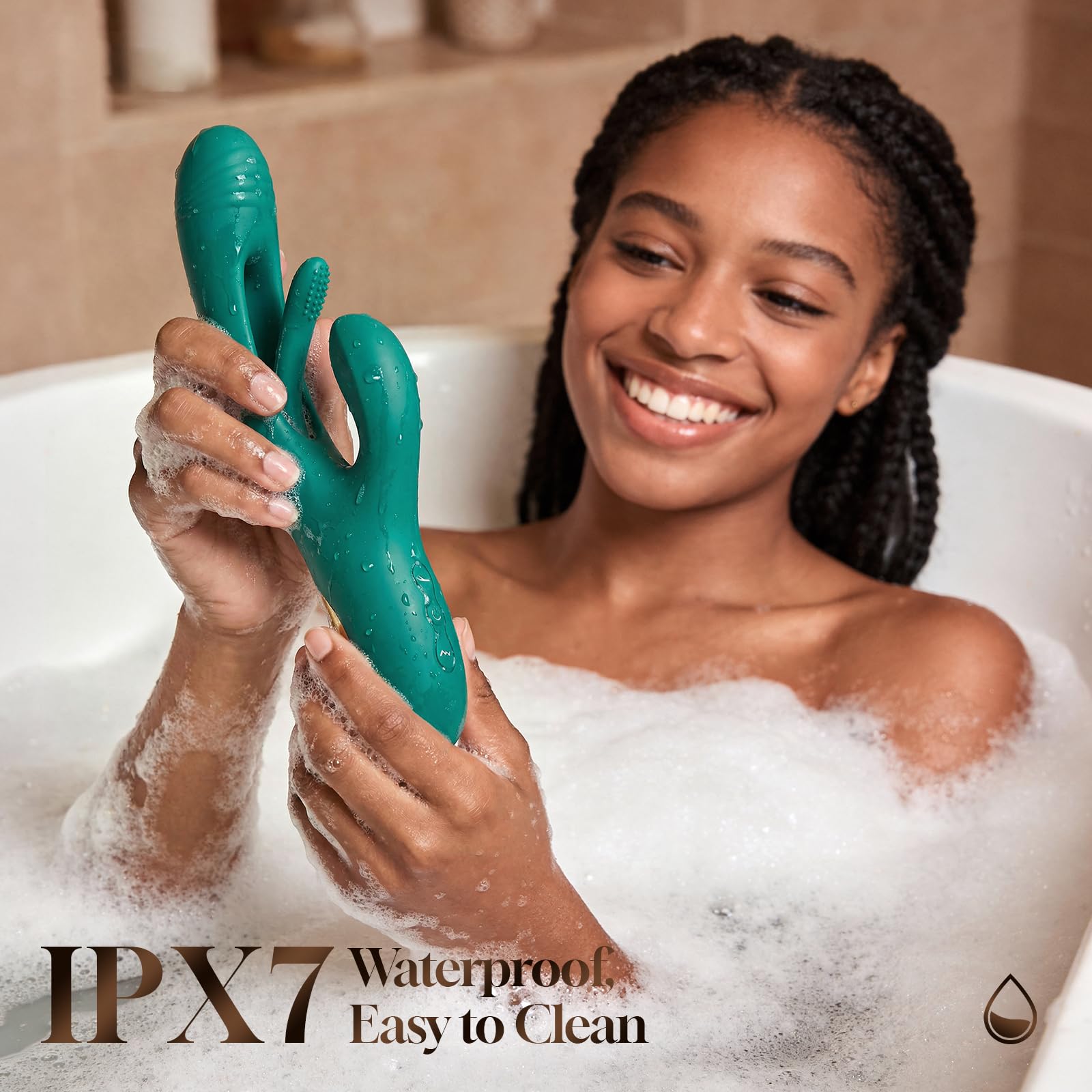 Vibrator Dildo Rabbit Sex Toys -LOVENOTE G Spot Vibrator Massager for Women Clitoral Nipple Stimulation, 3 in 1 Sex Toys with 14 Vibration & 7 Tongue Licking Flapping, Adult Product Aurieel (): Green