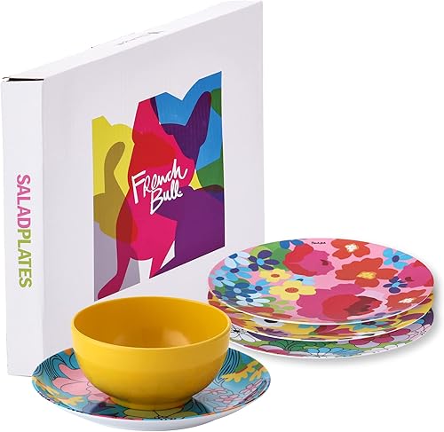 Miniatura 5 de French Bull Platos surtidos  Juego de 4 piezas  Platos de ensalada de melamina de 9 pulgadas  Vajilla de melamina para interiores y exteriores
