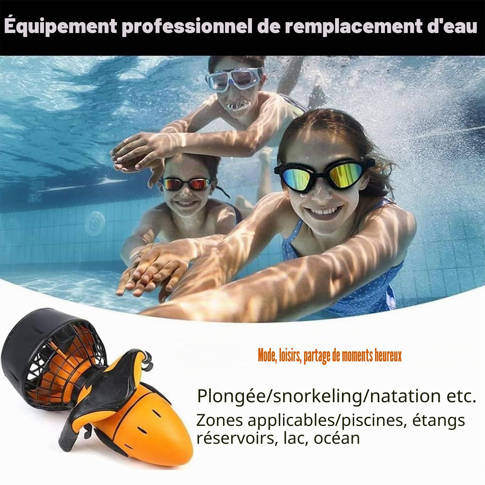 Scooter de Mer sous-Marin, Propulseur d'eau à Double Vitesse, Haute Sécurité, Peut être Utilisé dans 30 Mètres d'eau,2battery-500W