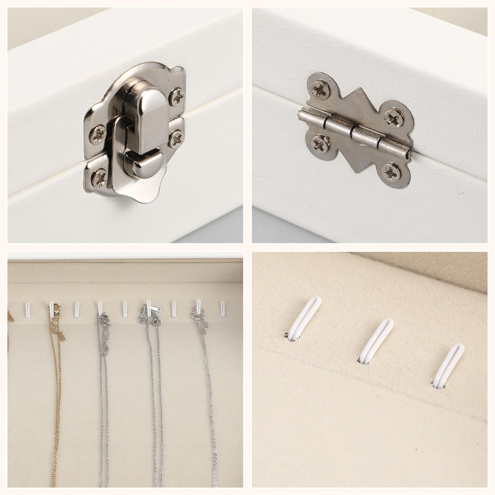 Abaodam Bandeja para Collares de Madera Tapa Transparente, Organizador de Joyas para Mujer, Caja Expositor Compacta para Cadenas y Almacenamiento Seguro