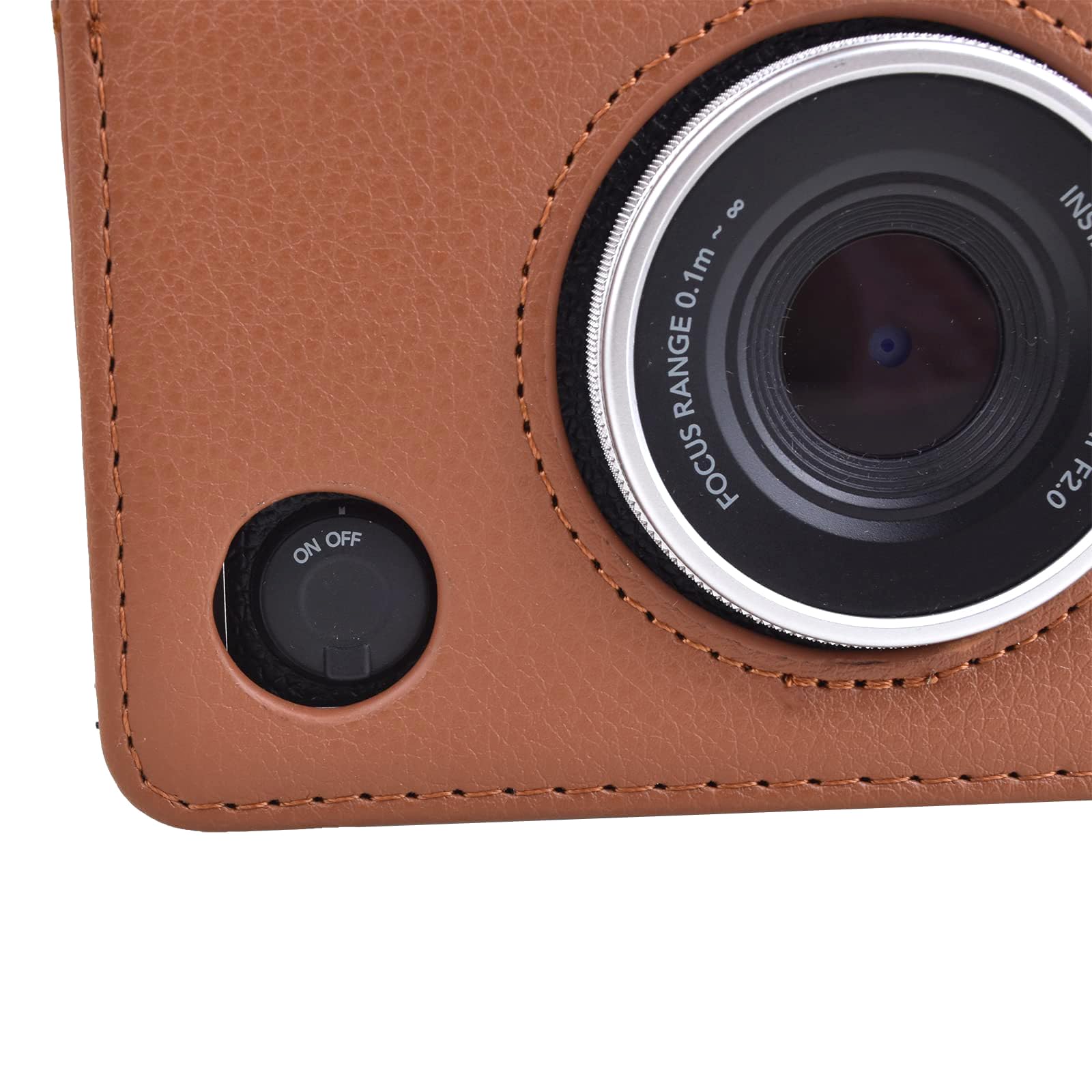 Rieibi Custodia per fotocamera Mini Evo, custodia di protezione in pelle PU vintage per fotocamera istantanea Fujifilm Fuji Instax Mini Evo con tracolla rimovibile, marrone strutturato 1, orizzontale