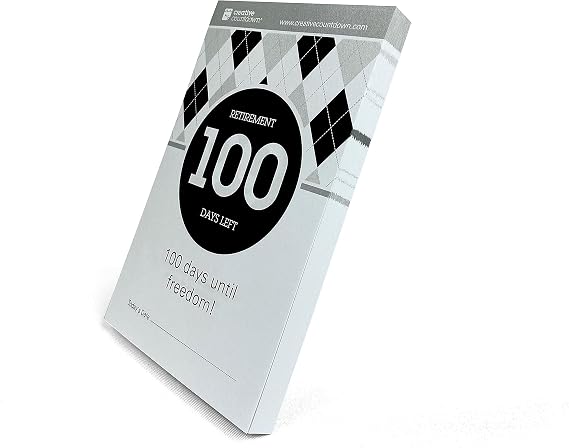 Retirement Count Down Calendar - 5.75x3.75 - Black and White Tear Off Countdown Desk Calendar (White and Black, 100-Day Retirement)