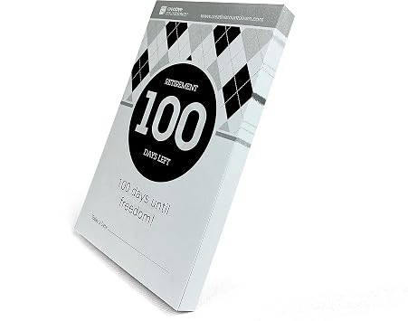Retirement Count Down Calendar - 5.75x3.75 - Black and White Tear Off Countdown Desk Calendar (White and Black, 100-Day Retirement)