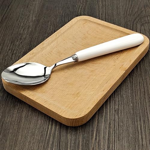 Miniatura 5 de MEIYAHOME 3 cucharas de cena fina de acero inoxidable 1810 con borde redondo, cuchara de postre SUS304, 3 unidades