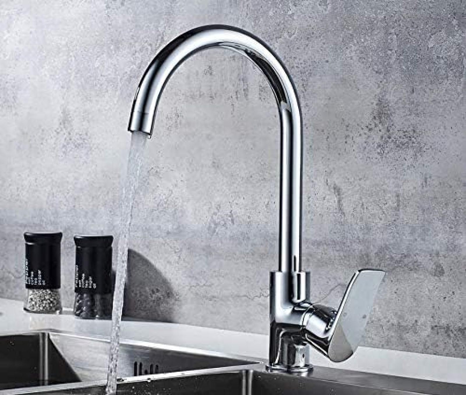 COSZWQDP Kitchen Taps Classic Chrome Faucet Sink Mixer Tap Hot and Cold Water Deck Mounted Faucets