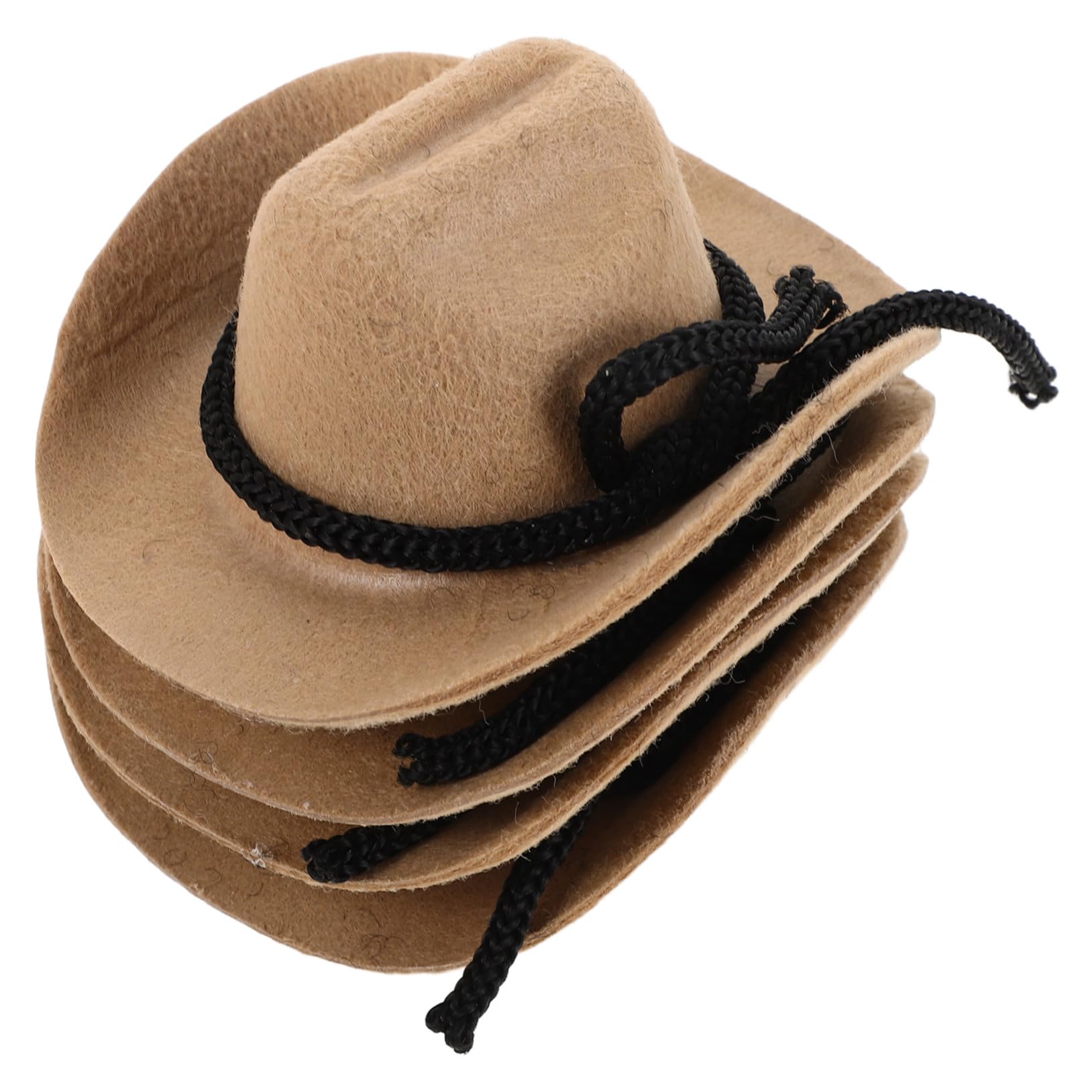 Toyvian Mini Cowboy Hats 4Pcs Set for Dolls Western Style Tiny Flocked Craft Doll Hats Lightweight Decorative Miniature Cowgirl Caps for Party and Doll Accessories