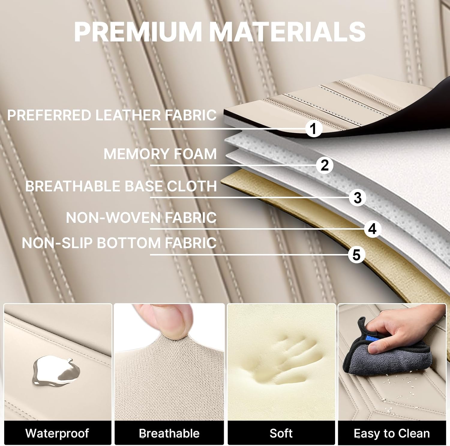 Car Seat Covers Front Set for Toyota Prius 2006-2026,Leather Seat Cover for Car,Waterproof Seat Protector Vehicle Seat Cushions Automotive Seat Protector(2 seat,Beige)