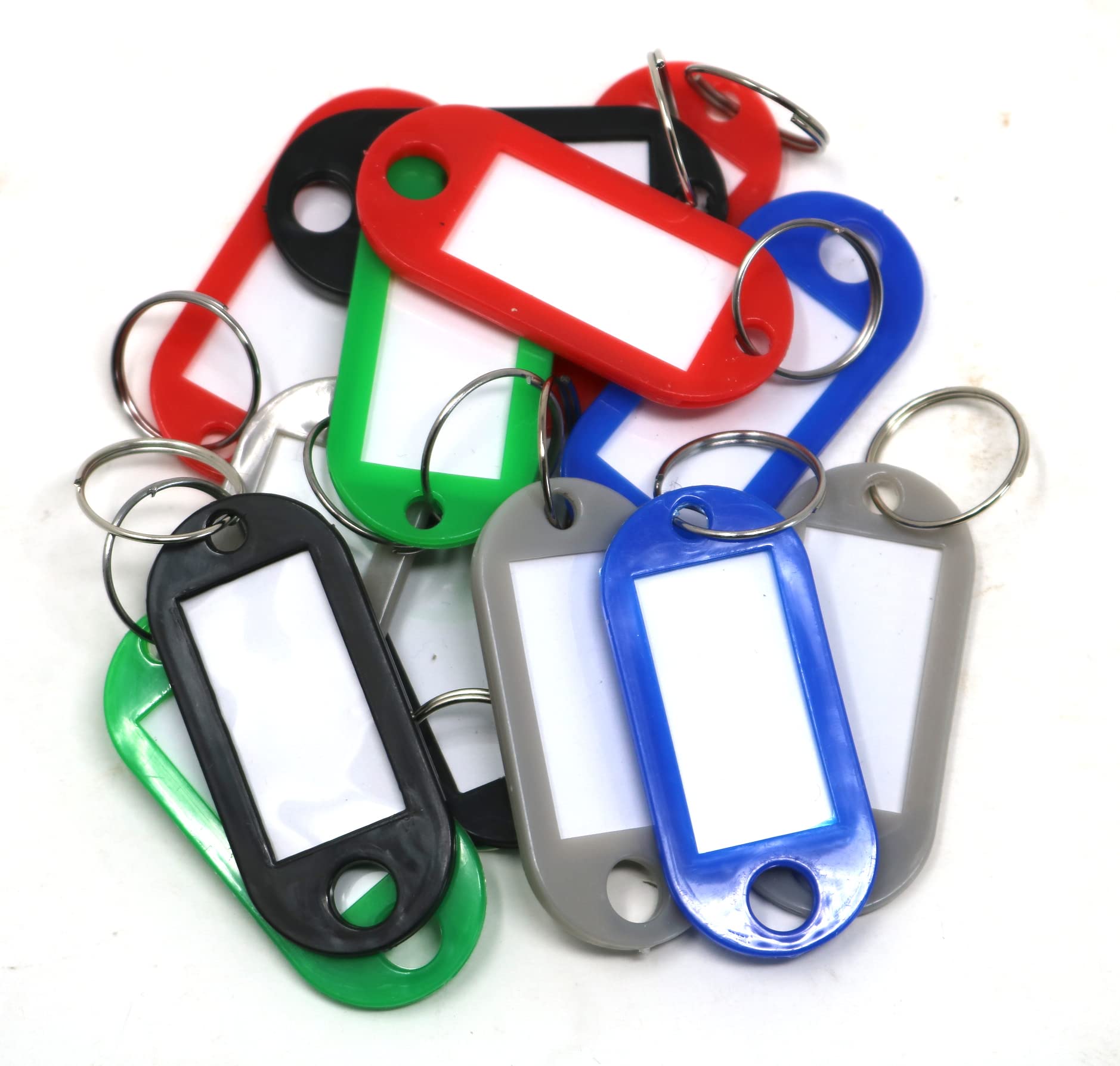 fiXte 12 x Key Indicator Tags with Labels Key Fob Keyring Luggage ID Tags Holiday House Work Mixed Colours