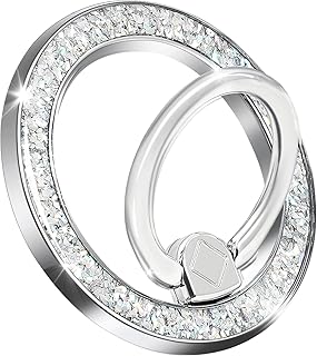 MENTINS Magnetic Phone Ring for MagSafe Grip [Super Magnet] Stylish Twinkle Ring Holder Stand with, Mag Safe Accessory for iPhone 16/15/14/13 Pro Max Plus, Silver