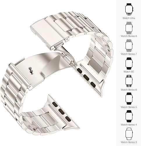 Vista 48 de EPULY - Correa de acero inoxidable, ejecutiva compatible con Apple Watch (iWatch) de 1.93, 1.77, 1.73, 1.65, 1.61, 1.57 y 1.50 pulgadas, unisex